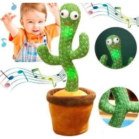 Говорящий танцующий кактус с подсветкой Dancing Cactus TikTok 32 см на аккумуляторе, поющий, повторюшка