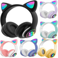 Детские беспроводные наушники с кошачьими ушками с подсветкой CAT STN-28 Bluetooth светящиеся кошачьи ушки