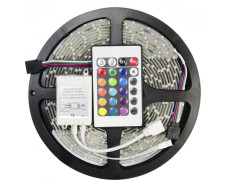 Комплект Светодиодная LED лента 3528 RGB Все цвета 12V цветная 5м пульт блок, разноцветная в силиконе SMD2835