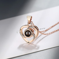 Ожерелье женское Heart с сердечным кулоном и проекцией "Я тебя люблю", подарок