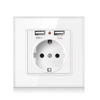 Розетка настенная с заземлением и двумя USB портами белая SIXWGH WH034W Розетка настенная с заземлением и двумя USB портами белая SIXWGH WH034W