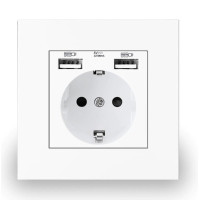 Розетка пластикова із заземленням і двома USB-портами Coswall біла