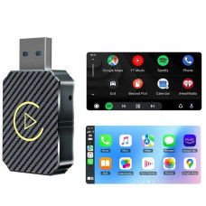 Адаптер для авто CarPlay і Android Auto бездротовий, під'єднання через USB і Bluetooth, чорний