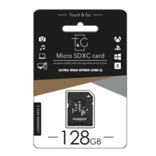 Картка пам'яті Micro SDXC 128 Гб Class 10 T&G з адаптером, висока швидкість читання й запису, для смартфонів