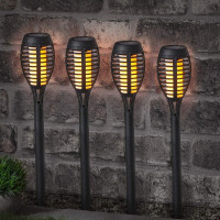 Уличные светильники для сада Art Deco Spotlight Garden Flames с эффектом пламени работают от солнечных батарей