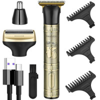 Машинка 3 в 1 GM 8045 для волос бороды носа и ушей USB зарядка мужской триммер с комплектом насадок
