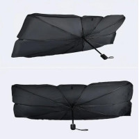 Сонцезахисний автозонт Car Umbrella для лобового скла 140×78 см, складаний, чорний