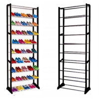 Полка для обуви Amazing Shoe Rack на 30 пар обуви, десять ярусов, разборная, прочная и стильная, черного цвета