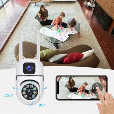 Поворотна вулична IP-камера Dual Lens E10 8MP 4K з нічною кольоровою підсвіткою