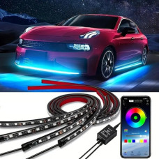 Світлодіодна RGB-підсвітка для автомобіля з Bluetooth і музичним режимом, 4 стрічки
