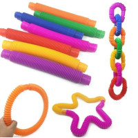 Сенсорные игрушки Pop Tube набор 12 шт  гибкие антистресс трубки для детей от 3 лет, развивающий набор