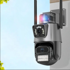Бездротова WiFi IP-камера вулична поворотна PTZ P11 ICSEE 3MP+3MP, подвійний об'єктив, нічне бачення
