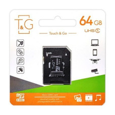 Картка пам'яті MicroSDXC 64 GB UHS-I Class 10 T&G з SD-адаптером для смартфонів, планшетів, камер