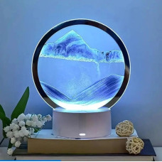 Настільна LED-лампа нічник RGB 3D пісочний годинник Sandscape з USB і батарейним живленням, обертовий арткартин