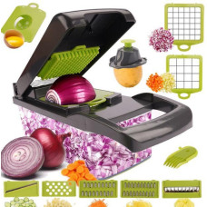 Багатофункціональна овочерізка-подрібнювач Veggie Slicer 14в1 з контейнером, 7 змінними лезами