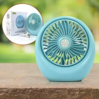 Мінівентилятор настільний Fan SQ1978A з акумулятором і USB-підзарядкою, 2 швидкості, 3 лопаті, синій
