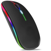 Бездротова комп'ютерна миша Bluetooth + USB адаптер 2.4Ghz з RGB-підсвіткою Чорна