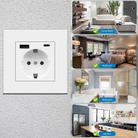 Розетка Folem RZ1 з USB і Type-C, швидка зарядка QC3.0, 220V, настінна, біла