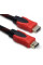 Кабель HDMI-HDMI 15 м із позолоченими контактами та посиленим обплетенням чорний/червоний