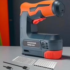 Електростеплер 2в1 F10 з акумулятором + цвяхи 1000 шт 10 мм і скоби 1000 шт 53 тип