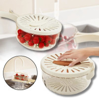 Ківшик-дуршлаг MF-67 для миття ягід і фруктів із розкладними ручками та ситечком, білий