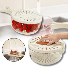 Ківшик-дуршлаг MF-67 для миття ягід і фруктів із розкладними ручками та ситечком, білий