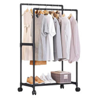 Вішалка для одягу подвійна на колесах Bodasan 9108, чорна, підлогова