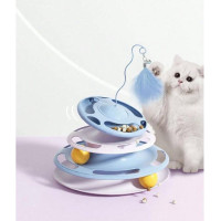 Інтерактивний ігровий трек для кішок із 4 рівнями, м'ячиками та пером на пружинці для активної гри