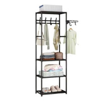 Підлогова вішалка-стійка 8026-3 6019-A/В для одягу та взуття з полицями та гачками, металевий органайзер для зберігання речей