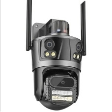 Вулична Wi-Fi IP-камера відеоспостереження Icsee XM77 з трьома об'єктивами 12 МП, нічним баченням, інтелектуальним керуванням