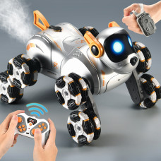 Радіокерований робот-собака Eight Wheeled ROBOT DOG з парою, світлом і подвійним керуванням пультом і браслетом