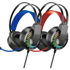 Ігрові навушники IMS-E1008 з мікрофоном, RGB-підсвіткою, подвійним під'єднанням USB і 3.5 мм, ергономічним дизайном і м'якими амбу