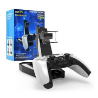 Зарядна док-станція підставка для 5, подвійна зарядка для двох геймпадів DualSense з USB-під'єднанням