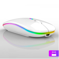 Бездротова миша Bluetooth + USB адаптер 2.4Ghz з RGB-підсвіткою, оптична, акумуляторна, біла