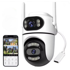 Вулична камера Wi-Fi PTZ Q2 відеоспостереження 360°  Dual Lens AND Q2 з нічним баченням
