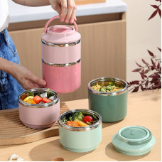 Ланчбокс LY-1032 2-ярусний харчовий контейнер 1060 мл із неіржавкої сталі 304 із ізоляцією та ручкою