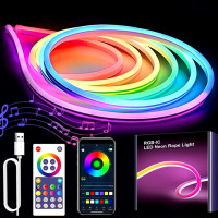 Силіконова світлодіодна гнучка стрічка 2 м RGB, силікон, 12V, декоративна, з Wi-Fi синхронізацією музики