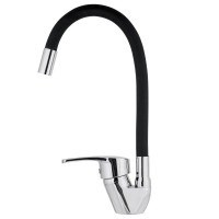 Кухонний змішувач Rubineta Flexy 33 BK з гнучким виливом, латунь, хром, аератор Neoperl, чорний