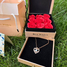 Подарочный набор мыльных роз Best Wishes 9 шт с кулоном, розовый