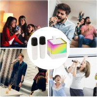 Портативна Bluetooth колонка караоке K18 з мікрофонами з RGB-підсвіткою, колонка speaker з FM USB TF AUX 2 мікрофони