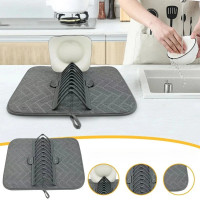 Сушарка для посуду з килимком Dish Drain Rack підставка для тарілок і чашок із мікрофібровим килимком, компактна кухонна сушарка