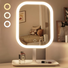 Дзеркало для макіяжу з підсвіткою LED / настільне косметичне дзеркало сенсорне з підставкою / органайзер для косметики дзеркало