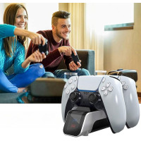 Зарядна станція для PS5 DualSense Aolion док станція для двох геймпадів швидка зарядка підставка білий