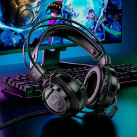 Навушники Hoco W110 Resource накладні, дротові, стерео, USB + 3,5 мм, комфортні, чорні