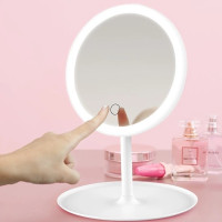 Портативне LED дзеркало для макіяжу AMIRO, настільне косметичне дзеркало з підсвіткою, сенсорне дзеркало з регулюванням кута